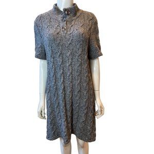 INC International Concepts Women's Sweater Dress Front Button Mock Neck Gray XL